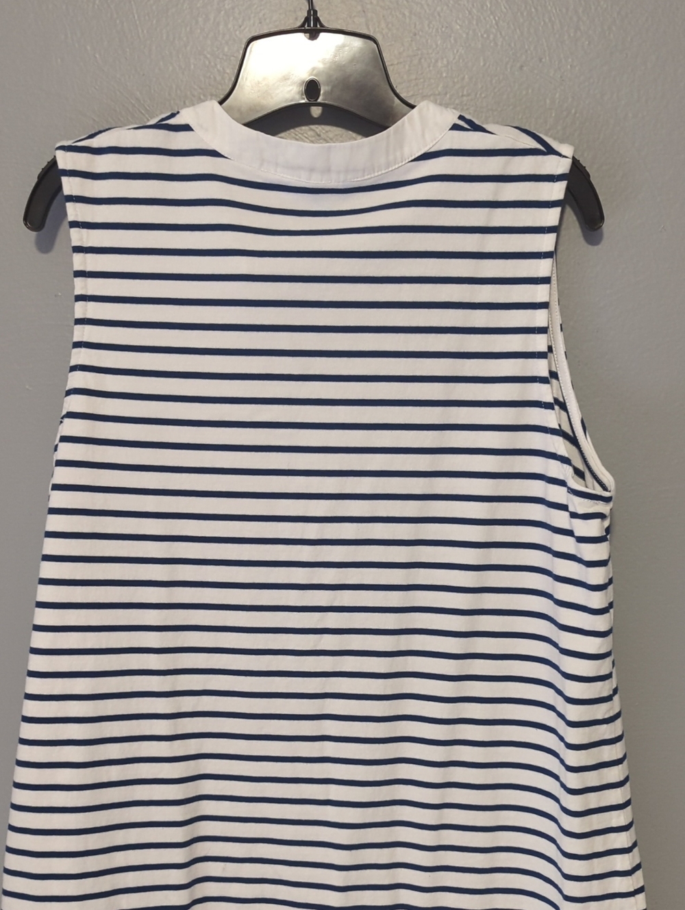 Draper James White & Navy Striped Sleeveless Casual Dress Gold Buttons XL - Picture 9 of 10